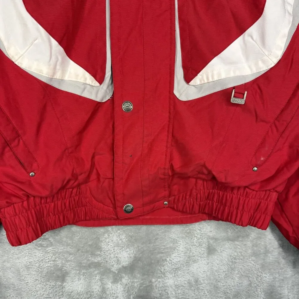 Vtg Spyder Jacket Mens Large Red Thinsulate Spiderweb Embroidered Ski Parka Hood